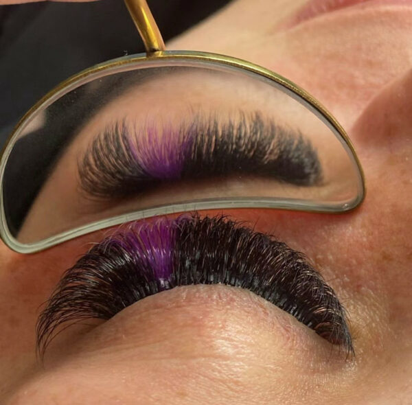 purple color premade fans volume lashes